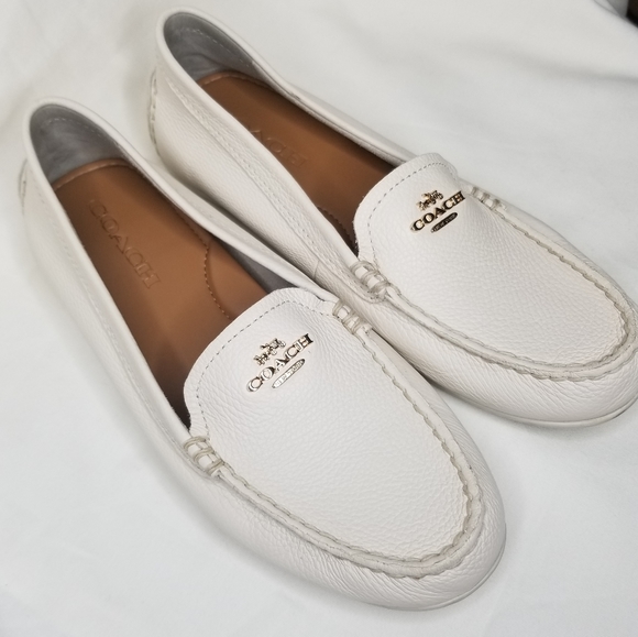 Coach Shoes - Coach White Leather Loafers "Mary Lock Up"
